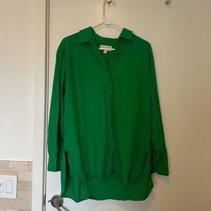 Nili Lotan Yorke Shirt  - Bright Green Color - Size Medium - Retail: $375
